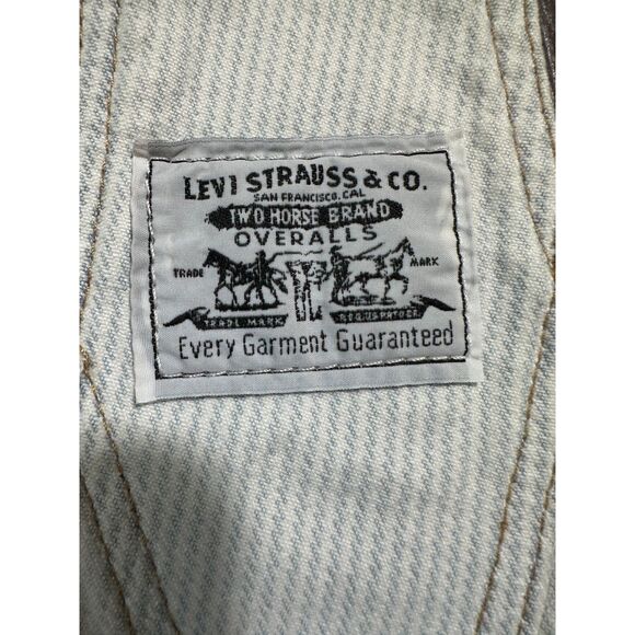Vintage Levi Strauss & Co Light Wash Striped Shortalls Size Small - Picture 4 of 11
